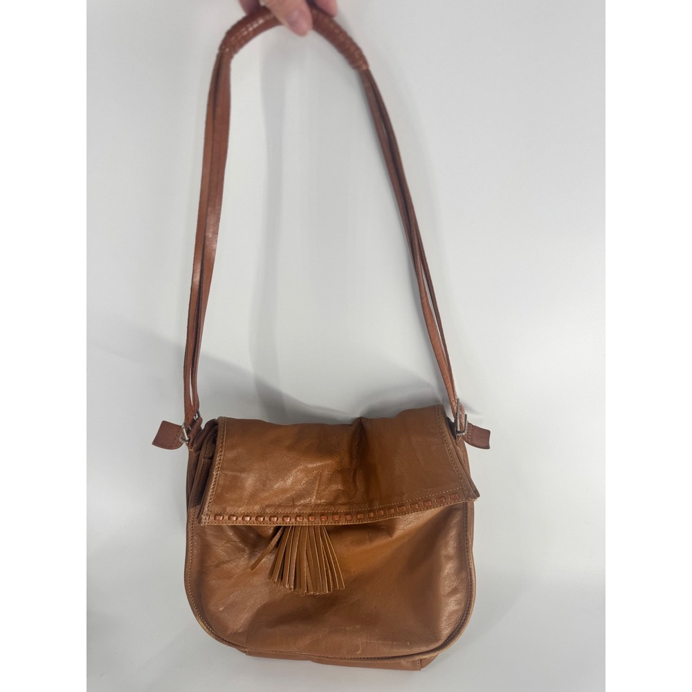 Francesco Biasia Shoulder Bag Women OS Brown Leather Tassel Flap Made in Italy